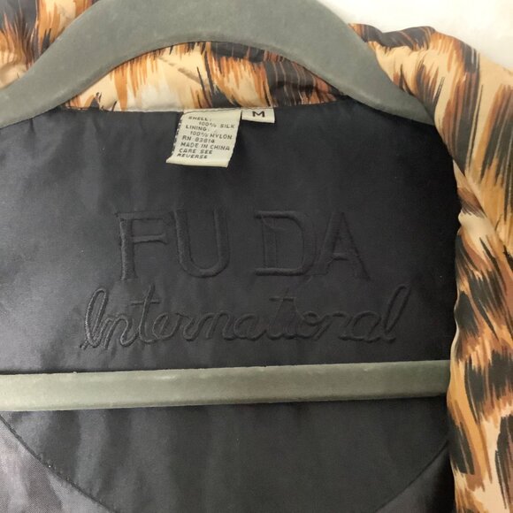 Vtg FUDA International Leopard Cheetah Print Silk Bomber Jacket Women Medium - Picture 3 of 8